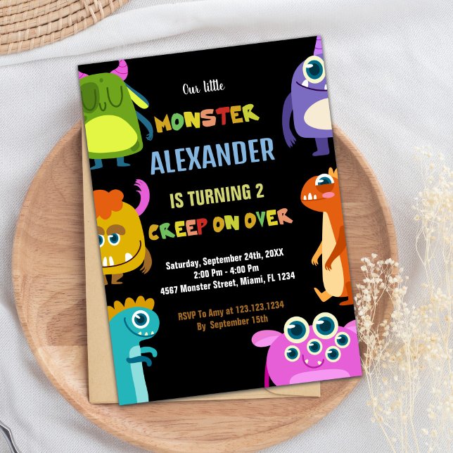 Monster Birthday Invitations Black (Monster Birthday Invitations Black)
