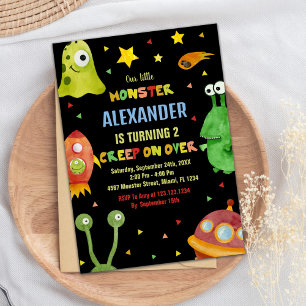 Monster Birthday Invitations Black