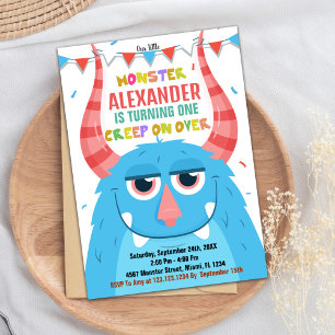 Monster Birthday Invitations Blue