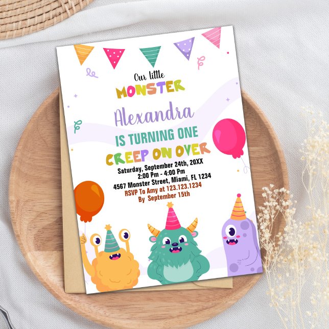 Monster Birthday Invitations Pink Ballon (Monster Birthday Invitations Pink Ballon)
