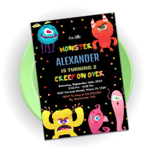 Monster Birthday Invitations Red Blue