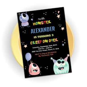 Monster Birthday Invitations Star Black