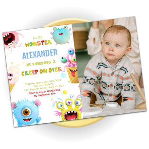 Monster Birthday Invitations with photo