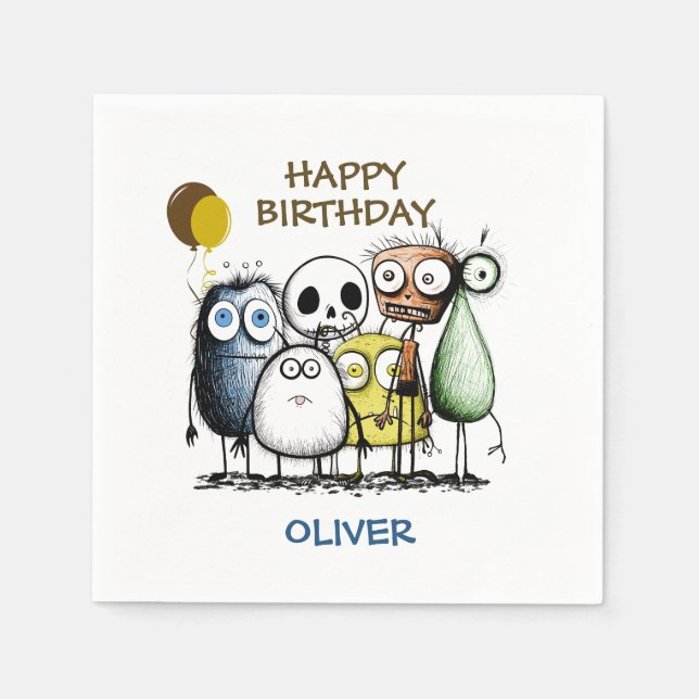 Monster Birthday Napkin (Front)