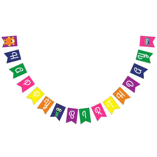 Monster Birthday Party Bunting Flags (All)