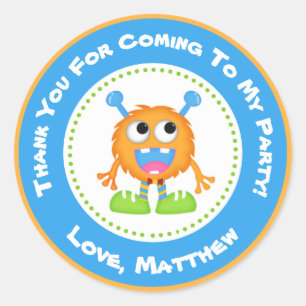 Monster Birthday Party Favour Stickers