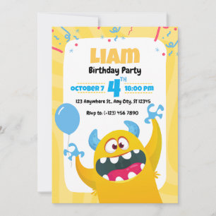 Monster Birthday Party Invitation for kids