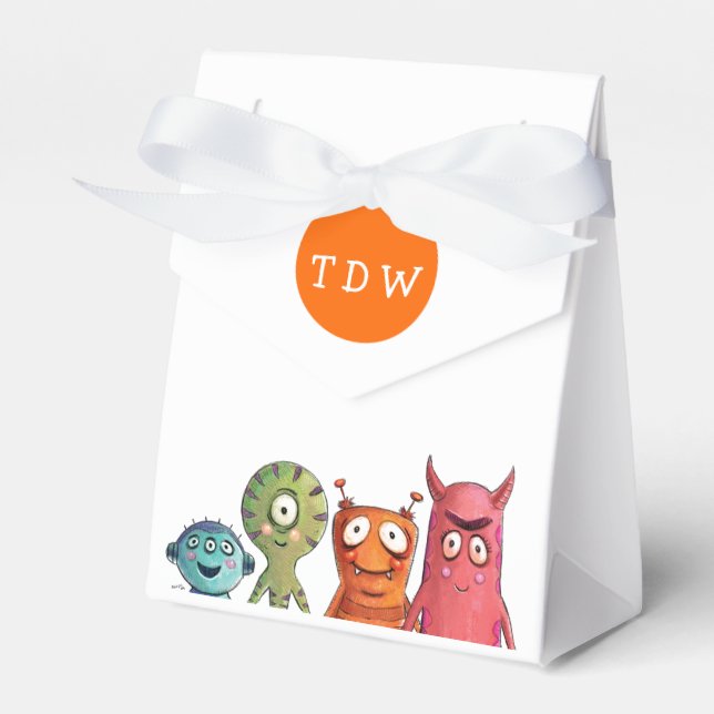 Monster Birthday Party Monogrammed Favour Boxes (Front Side)
