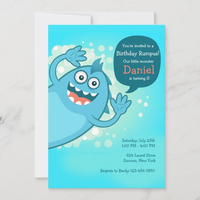 Monster Bonjour Invitation (Devant)
