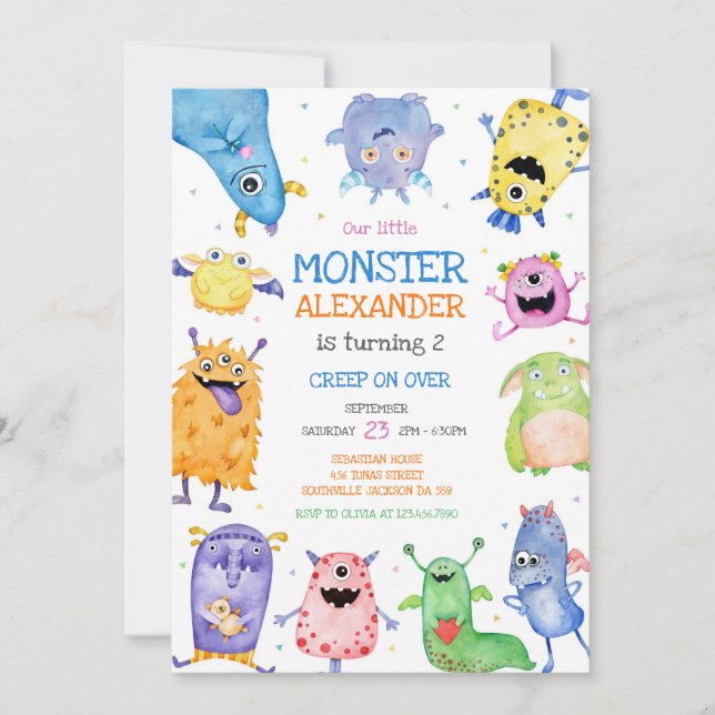 Monster Boy Birthday Invitation (Devant)