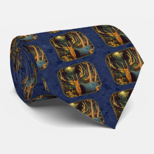 Monster Bull Elk Head Navy Blue Tie