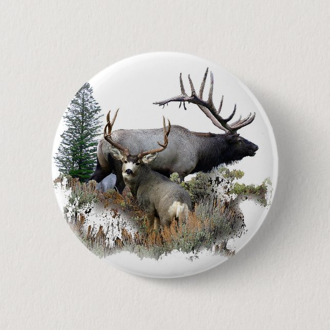 Monster bull trophy buck 2 inch round button (Front)