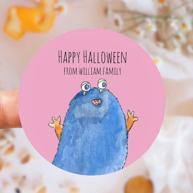 Monster Candy Happy Halloween  Classic Round Sticker (Monster Candy Happy Halloween Classic Round Sticker)