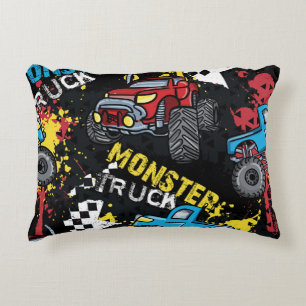 Monster Car: Abstract Childish Pattern Accent Pillow