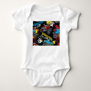 Monster Car: Abstract Childish Pattern Baby Bodysuit