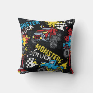 Monster Car: Abstract Childish Pattern Throw Pillow