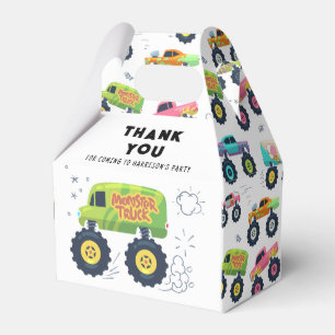 Monster Car Trucks Birthday Thank You Favor Box