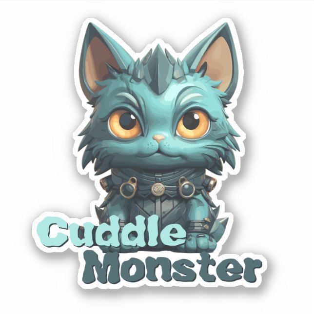 Monster Cat Sticker - "Cuddle Monster" (Front)
