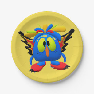 Monster Character Owl Bird Animated Dinner Plate