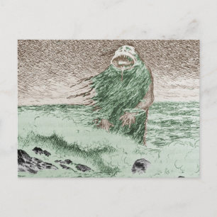 Monster Coming Out of the Water Postcard