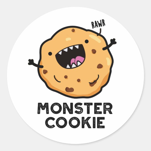 Monster Cookie Funny Food Pun  Classic Round Sticker (Front)
