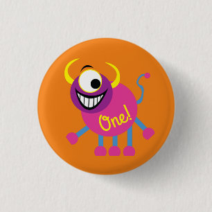 Monster Cute Funny 1st Birthday Party Theme 1 Inch Round Button