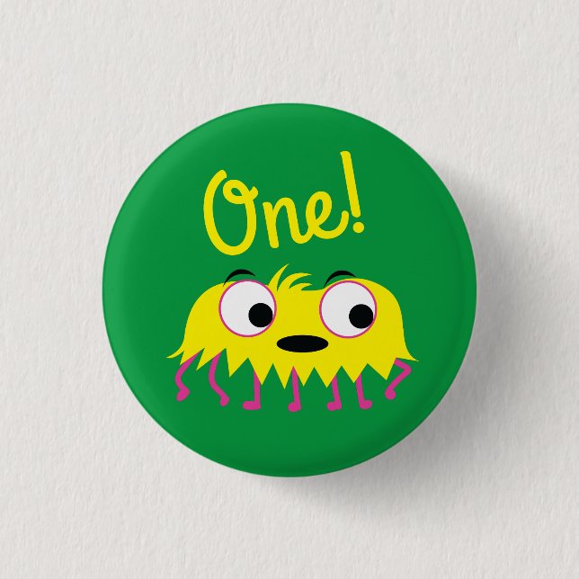 Monster Cute Funny 1st Birthday Party Theme 1 Inch Round Button (Front)