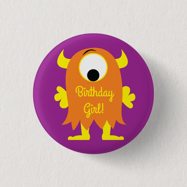 Monster Cute Funny 1st Birthday Party Theme 1 Inch Round Button (Front)