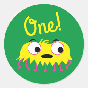 Monster Cute Funny 1st Birthday Party Theme Classic Round Sticker