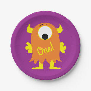 Monster Cute Funny 1st Birthday Party Theme Paper Plate