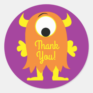 Monster Cute Funny Kids Birthday Party Theme Classic Round Sticker