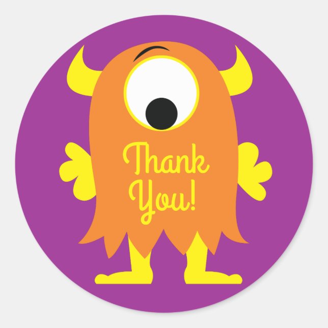 Monster Cute Funny Kids Birthday Party Theme Classic Round Sticker (Front)