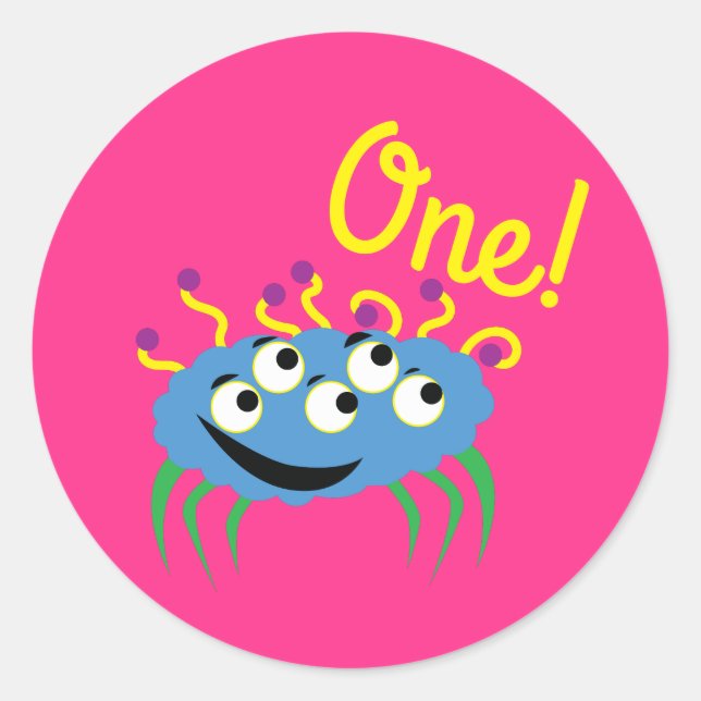 Monster Cute Funny Kids Birthday Party Theme Classic Round Sticker (Front)