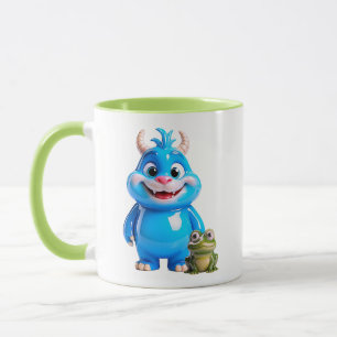 Monster Cute Glossy Blue Character Frog Friend Mug