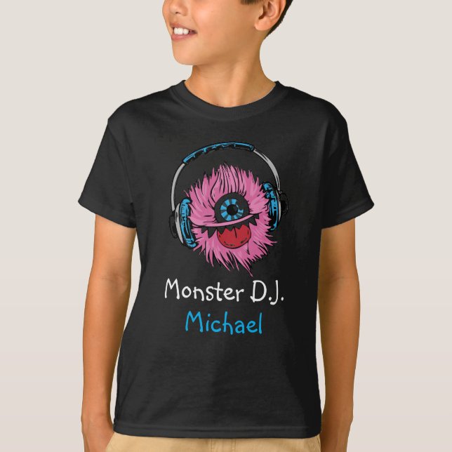 Monster D.j. personnalisée avec le nom T-Shirt (Devant)
