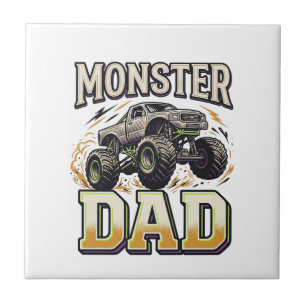 Monster Dad Monster Truck Vintage Vector Shirt Des Tile