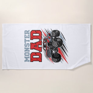 Monster Dad Vintage Monster Truck Shirt Design_1 Beach Towel