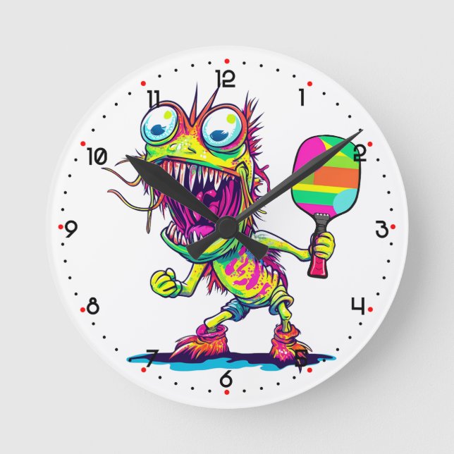 Monster Dink Madness Pickleball  Round Clock (Front)