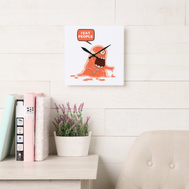 monster eat people square wall clock (Reading Room)