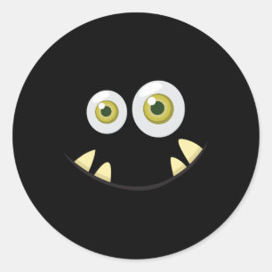 Monster Face Halloween  Costume Idea Scary Cute  Classic Round Sticker