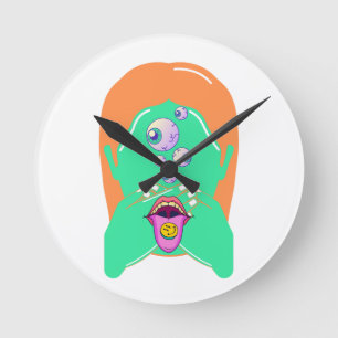 monster face round clock