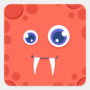 Monster face square sticker