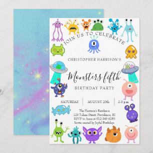 Monster Fifth Birthday Party Invitation
