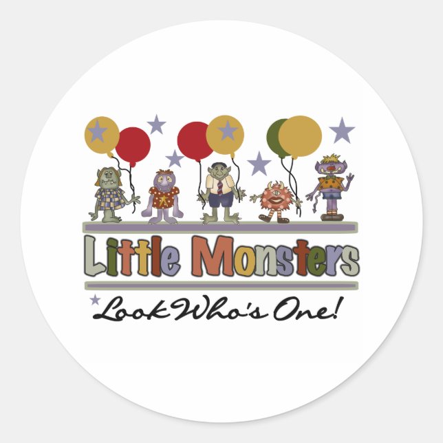 Monster First Birthday Classic Round Sticker (Front)