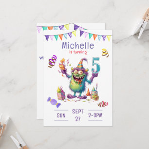 Monster Five Year Birthday Invitation