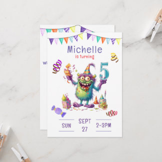 Monster Five Year Birthday Invitation
