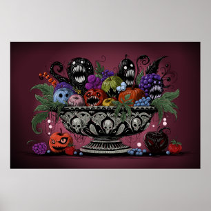 Monster Fruit Bowl Still Life Poster