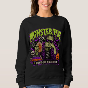 Monster Fuel Retro Frankenstein Halloween Coffee S Sweatshirt