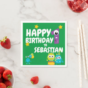 Monster Fun One Year Old Birthday Personalized Napkin