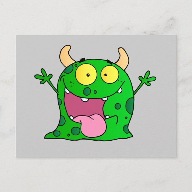 Monster Funny Comic Drawing Cartoon Cute Happy Postcard (Front)